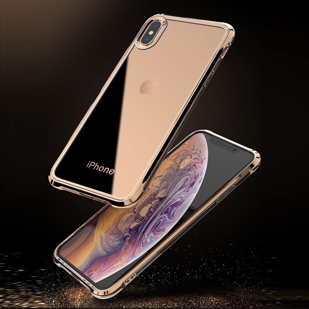 LEEU Design Chrome Plated Soft Clear Case for iPhone XS Max - Happiness Idea