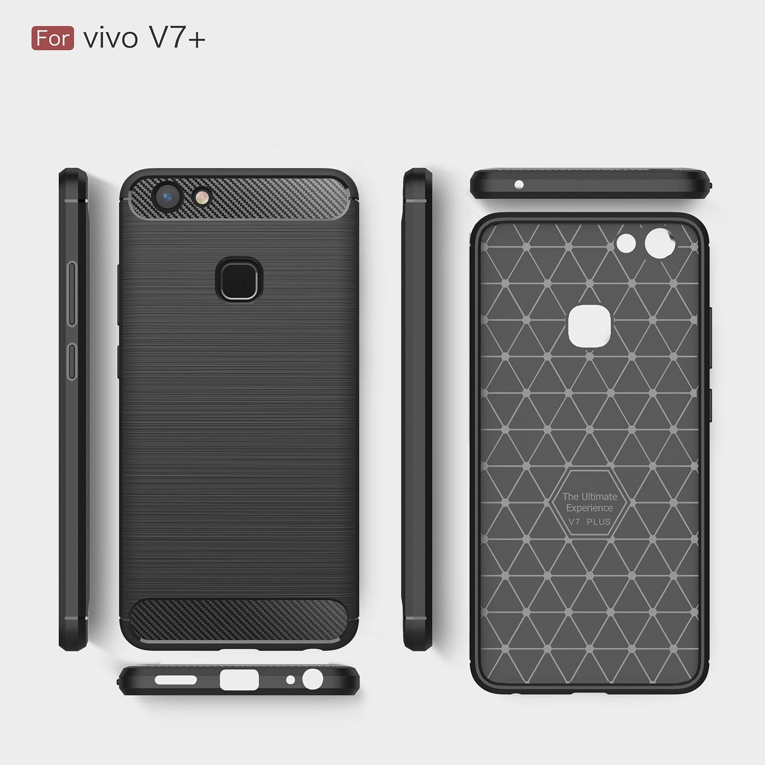 Vivo V7 Plus Brushed Carbon Fiber Design Case - Happiness Idea