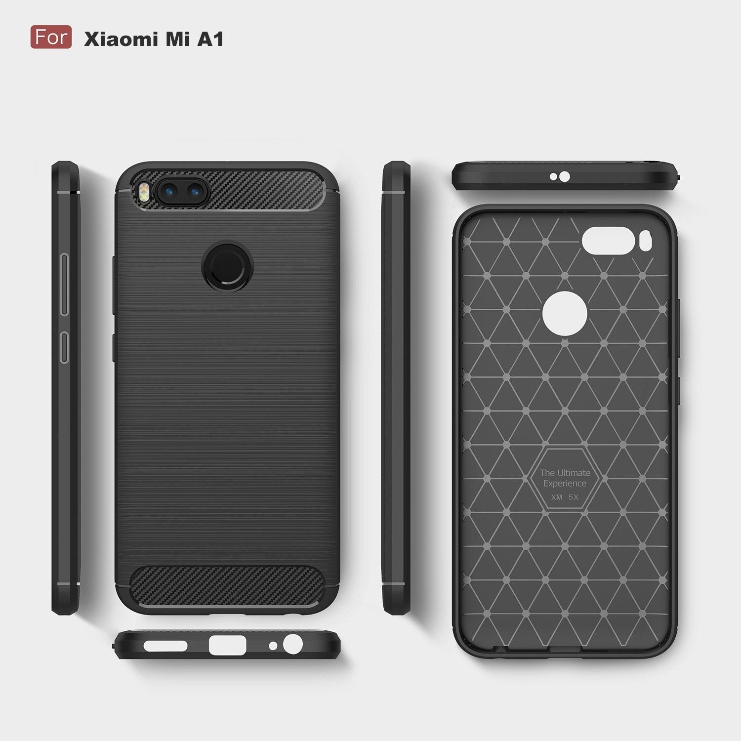 Xiaomi Mi A1 Brushed Carbon Fiber Design Case - Happiness Idea