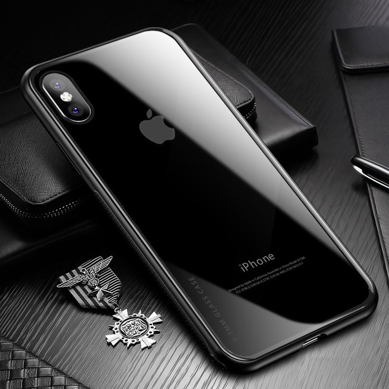 0.7mm Tempered Glass Back Cover for iPhone X - Happiness Idea