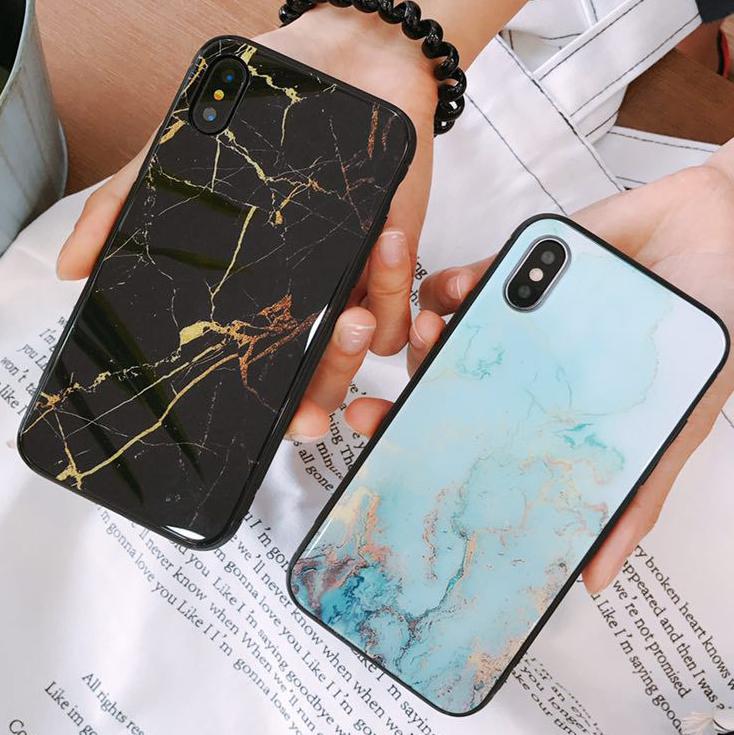 Marble Series Glass Case For iPhone - Happiness Idea