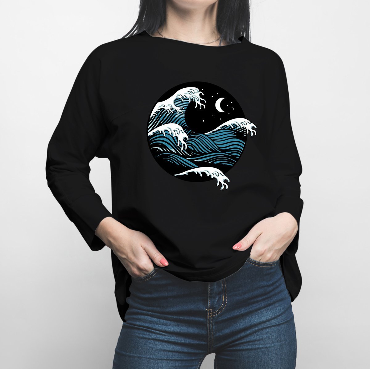 Ocean Wave Long Sleeve Shirt - Happiness Idea