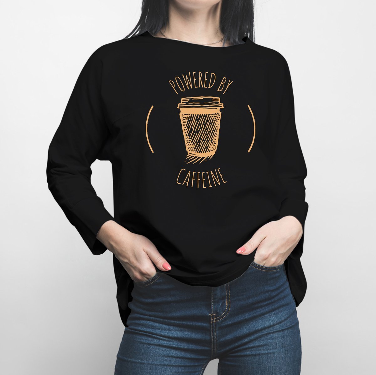 Powered By Caffeine Long Sleeve Shirt - Happiness Idea