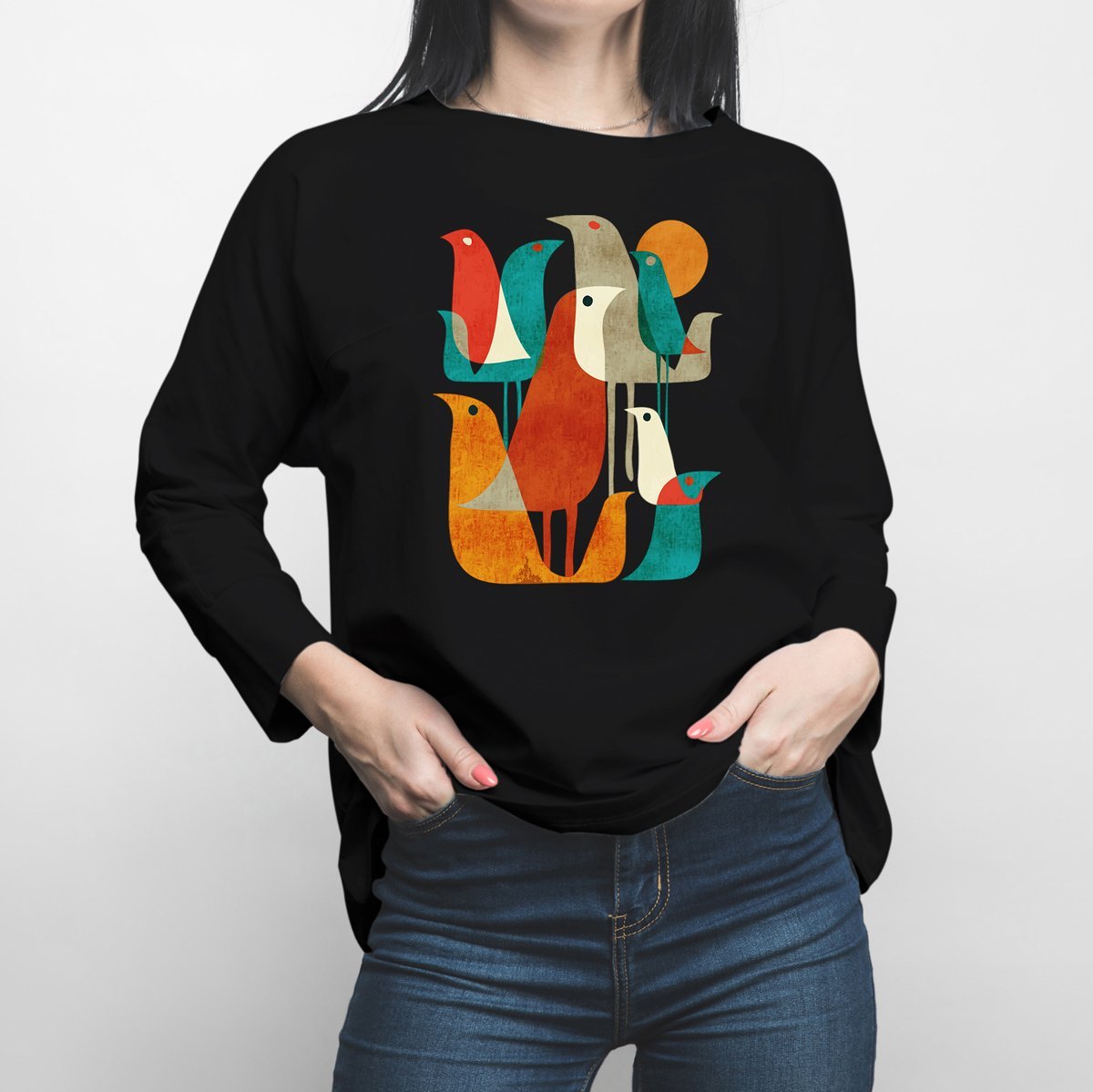 Retro Bird Long Sleeve Shirt - Happiness Idea